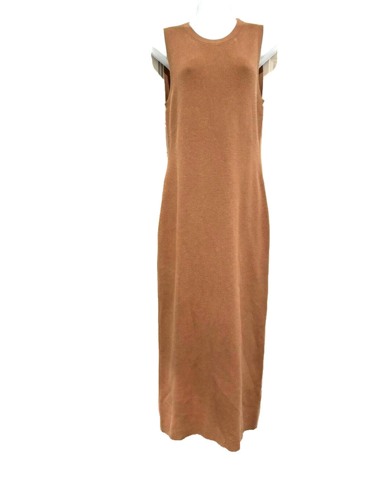 Jenni Kayne Sz L Cashmere Blend Coffee Brown Maxi Sleeveless Ribbed Dress C